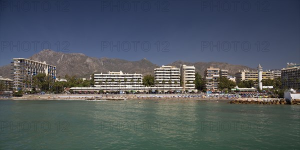 Beach with hotels and apartment houses