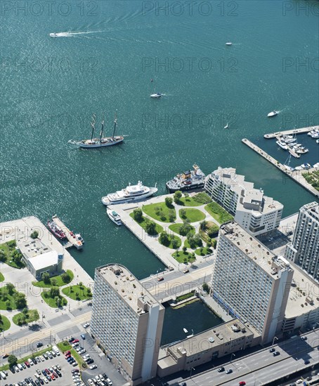 View from CN Tower towards Lake Ontario