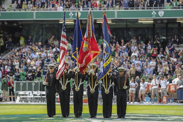 Navy midshipmen before the NCAA football game between the Navy and the Notre Dame on September 1