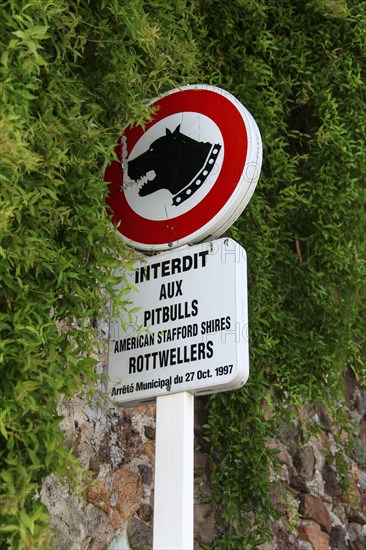 Prohibition sign for dangerous dogs