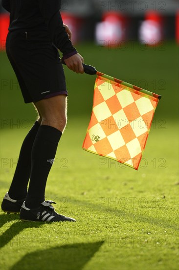 Linesman holding a flag with backlighting
