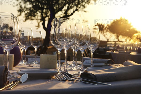 Laid table at a wedding reception