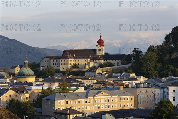 View of Nonnberg monastery and the Cajetan church as seen from Kapuzinerberg mountain