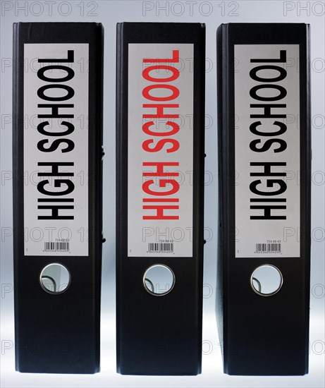 File folders labeled 'High School'
