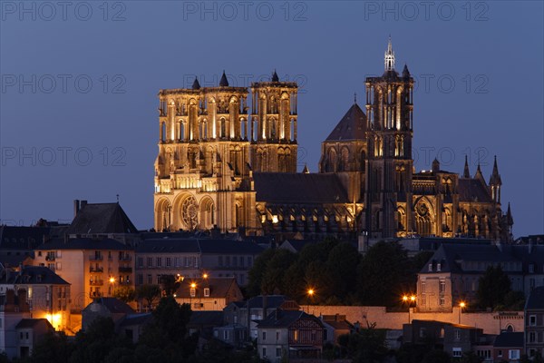 Laon Cathedral at dusk