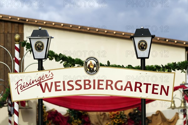 German Weissbiergarten sign at the Oktoberfest