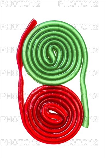 Green and red fruit gum snails