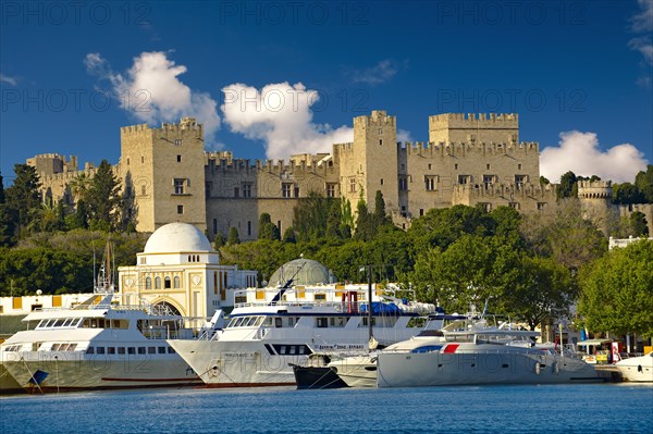 The 14th century medieval palace of the Grand Master of the Knights of St John with the archaic harbour below