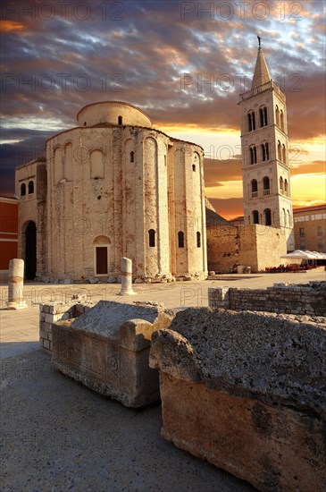 The pre-Romanesque Byzantine St Donat's Church and the Campanile bell tower of the St Anastasia Cathedral