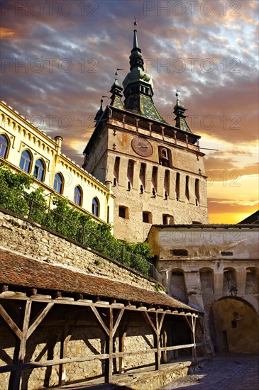 Medieval clock tower and gate of Sighisoara