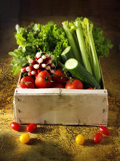 Box of mixed fresh vegetables