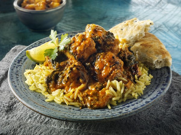Chicken Sag Masala curry and rice