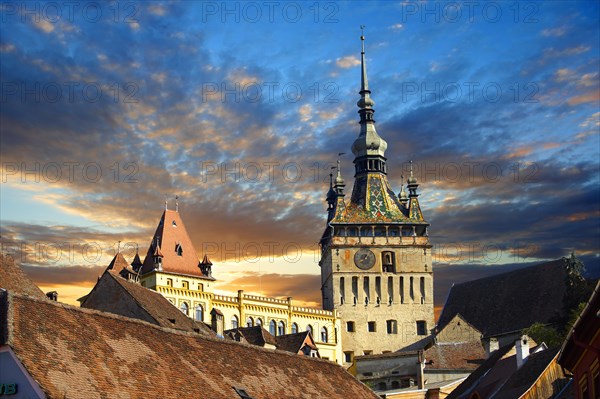 Medieval clock tower and gate of Sighisoara Saxon fortified medieval citadel