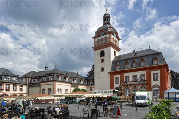 Baroque Schloss Weilburg castle with Weilburg church and historic town hall