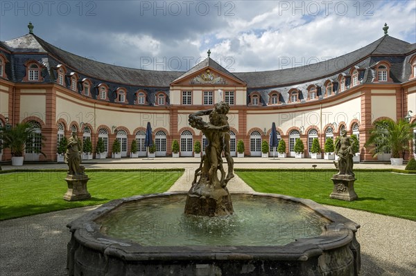 Baroque fountain with Hercules and Antaeus in battle