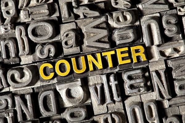 Old lead letters forming the word Counter