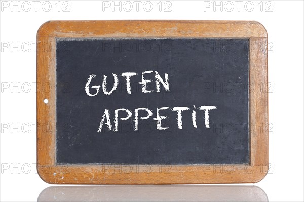 Old school blackboard with the words GUTEN APPETIT