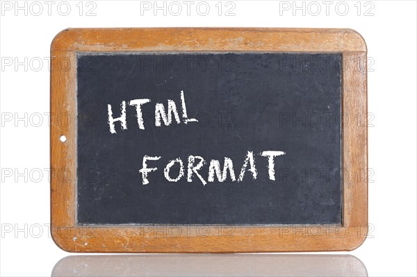 Old school blackboard with the term HTML FORMAT