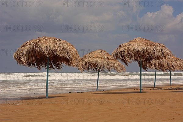 Sunshades at the beach of Georgioupolis