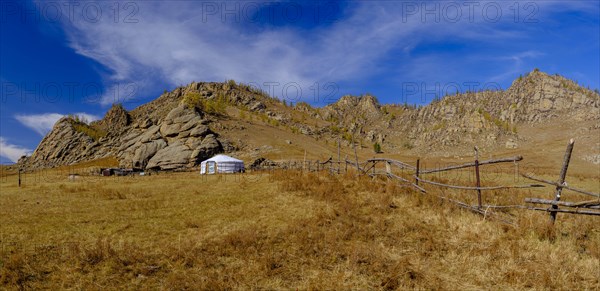Yurt under rocks in Gorchi Terelj National Park