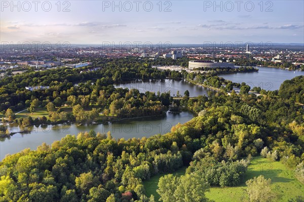 View from Silberbuck hill to Silbersee lake and large and small Dutzendteich pond