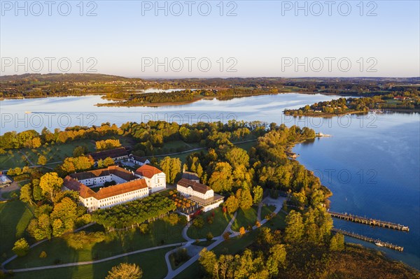 Old castle Herrenchiemsee in the morning light