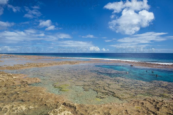 Tourists swimming in the amazing Limu low tide pools