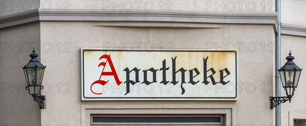 Sign pharmacy in old German print