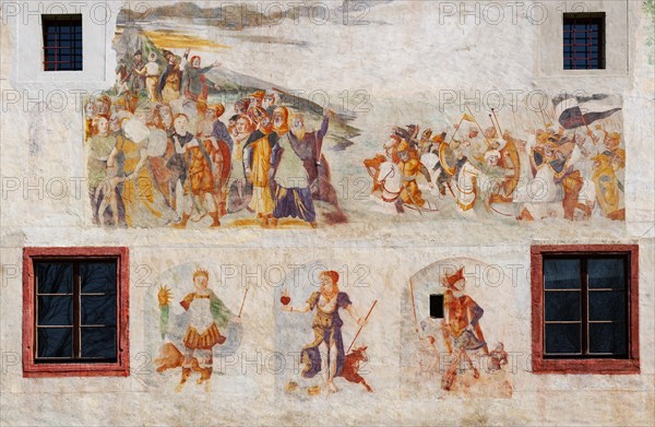 Renaissance frescoes on the outer facade