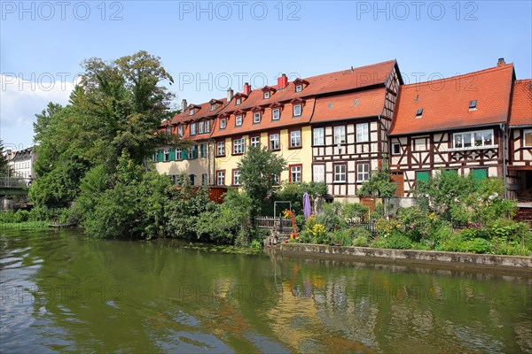 Row of houses in the old town quarter of Little Venice on the banks of the Regnitz