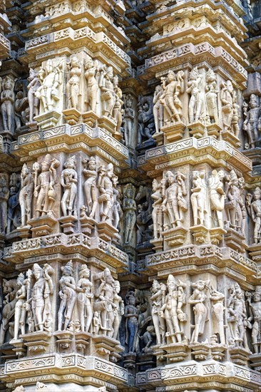 Sculptures on the walls of Kandariya Mahadeva Temple known as the Great God of the Cave