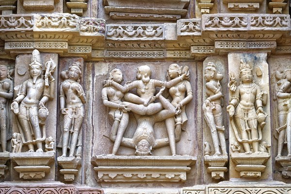 Sculptures on the walls of Kandariya Mahadeva Temple known as the Great God of the Cave