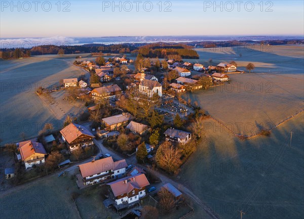 Village Berg near Eurasburg at dawn