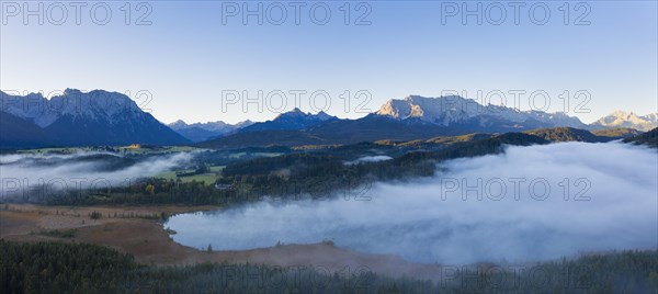 Wafts of mist over Barmsee near Kruen