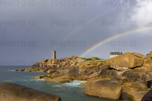 Phare de Men Ruz and Villa of Gustave Eiffel with double rainbow