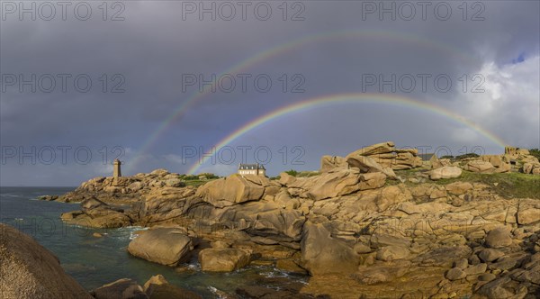 Phare de Men Ruz and Villa of Gustave Eiffel with double rainbow