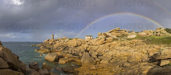 Phare de Men Ruz and Villa of Gustave Eiffel with double rainbow
