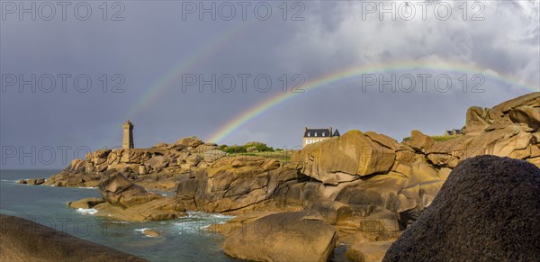 Phare de Men Ruz and Villa of Gustave Eiffel with double rainbow