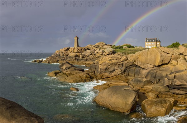 Phare de Men Ruz and Villa of Gustave Eiffel with double rainbow