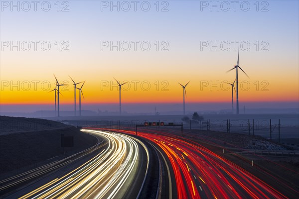 Motorway A8 with wind farm