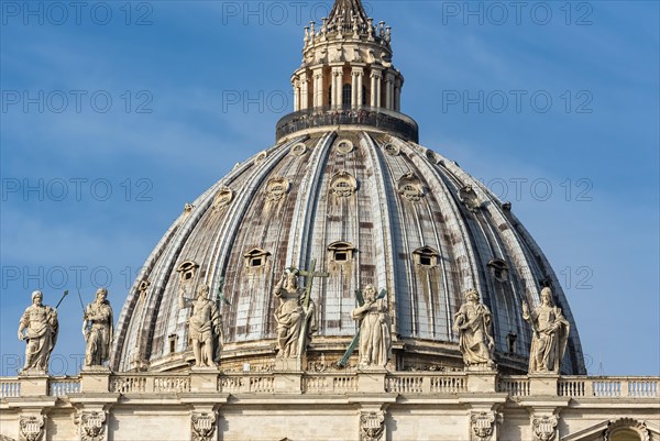 Cupola of St. Peter's Basilica with statues of Saints Thomas