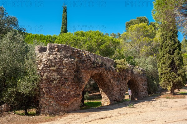 Roman aqueduct in the park Aurelia