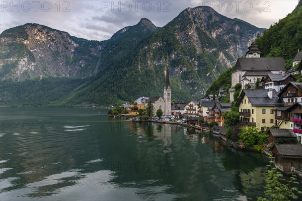Village view Hallstatt with church