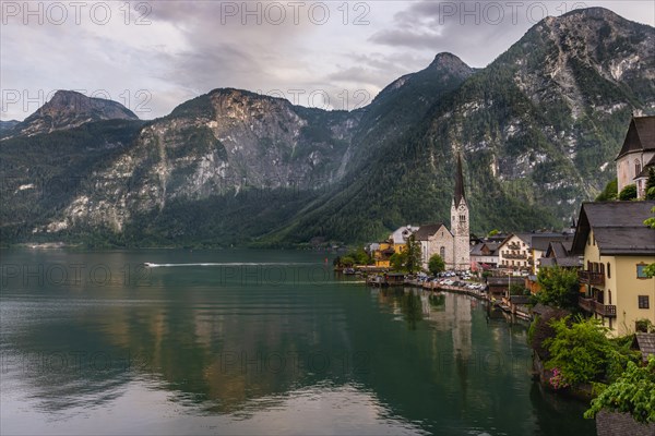Village view Hallstatt with church