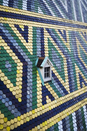 Colourful roof tiles on the cathedral roof