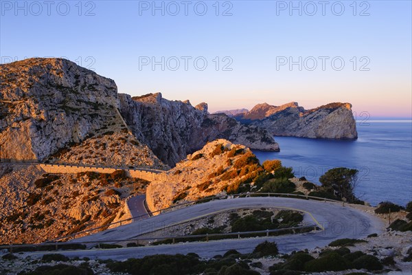 Serpentine road at Cap Formentor in the morning light