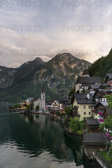 Village view Hallstatt with church