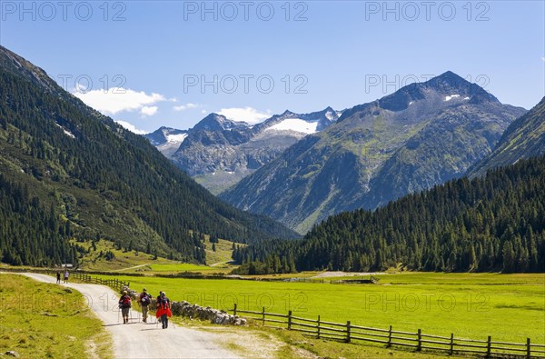 Hikers in the Krimml Ache Valley