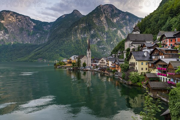 Village view Hallstatt with church