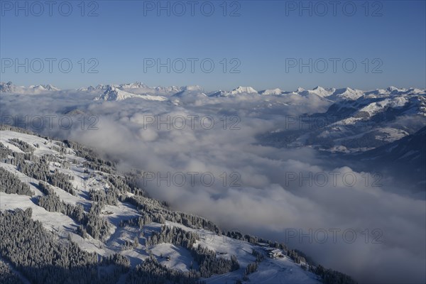 View from the summit of the Hohe Salve to the Brixenthal with Kitzbuehler Horn